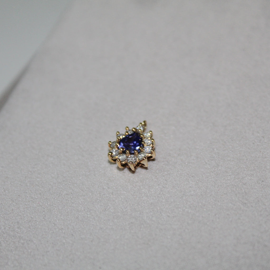 Colar ouro 18k com Tanzanita Trillion & diamantes