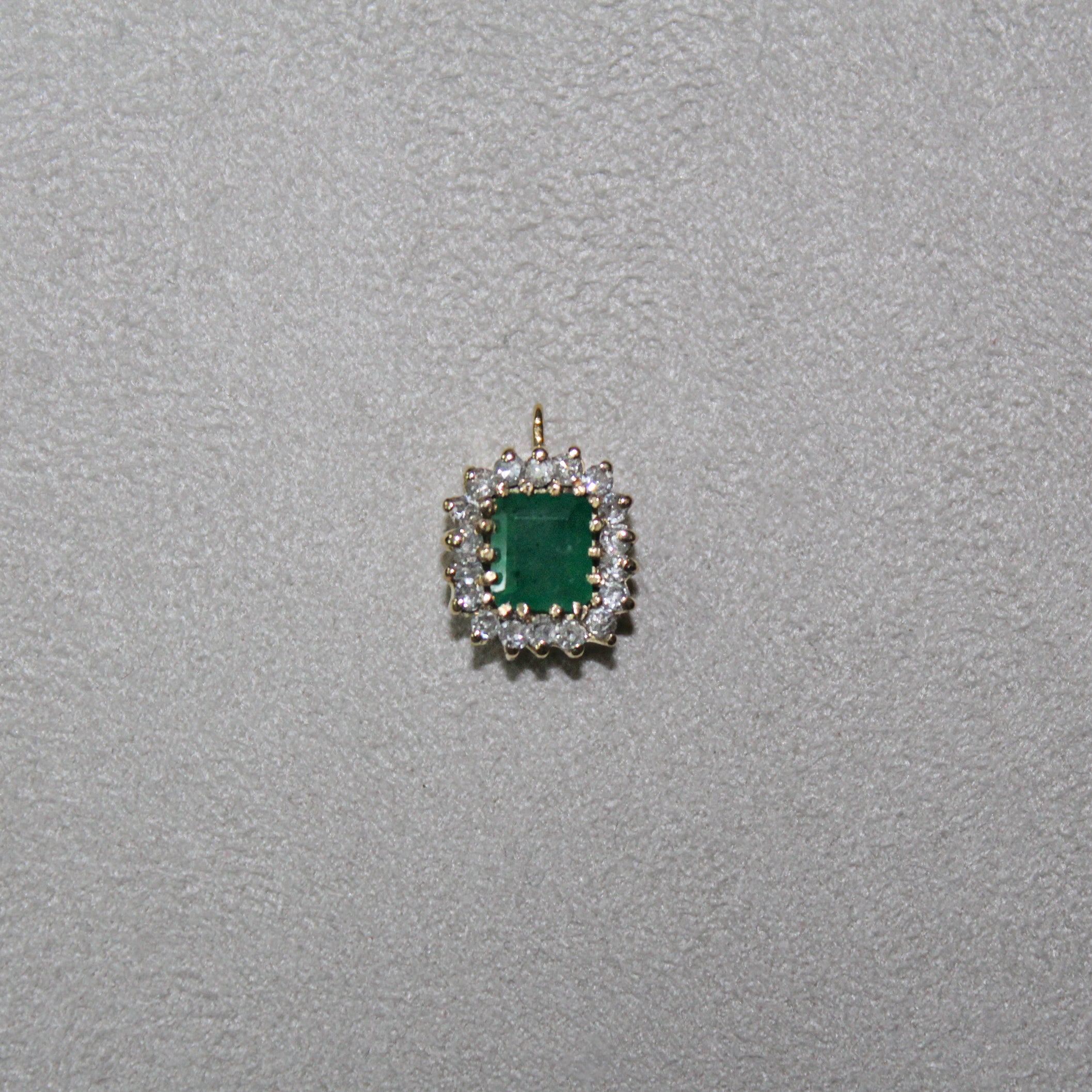 Pingente ouro 18k com Esmeralda quadrada & diamantes